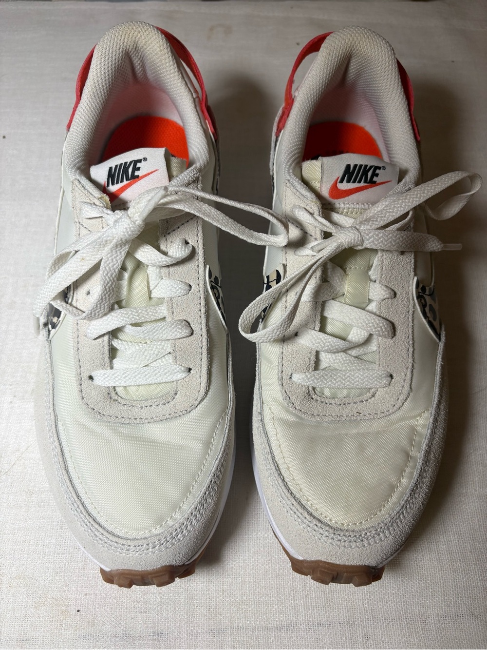 Nike Waffle Debut Leopard Print Platform Sneakers Women’s Size 8 Cream Orange - Picture 7 of 15